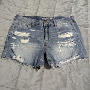 American Eagle Outfitters Blue Distressed Jean Shorts